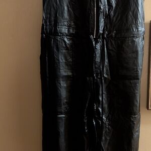 Tamar Black Faux Leather Zip-Front Jumpsuit